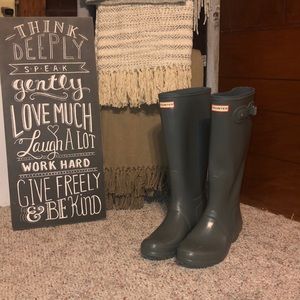 Glossy Gray Tall Hunter Boots